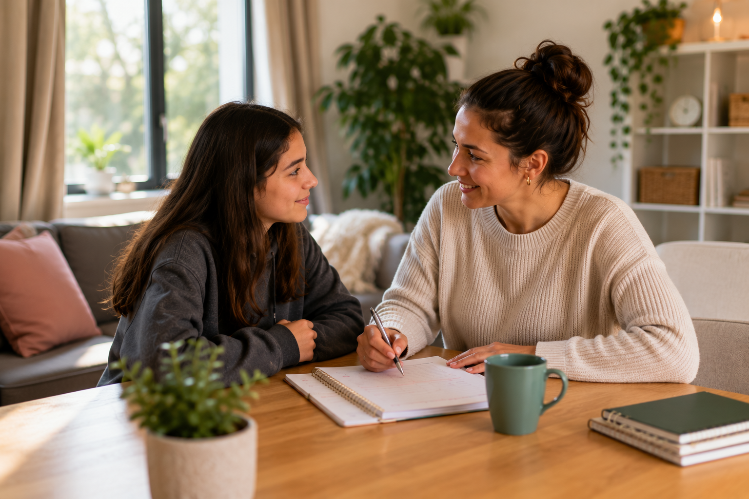 Jonge vrouwen voeren thuis een open gesprek met elkaar